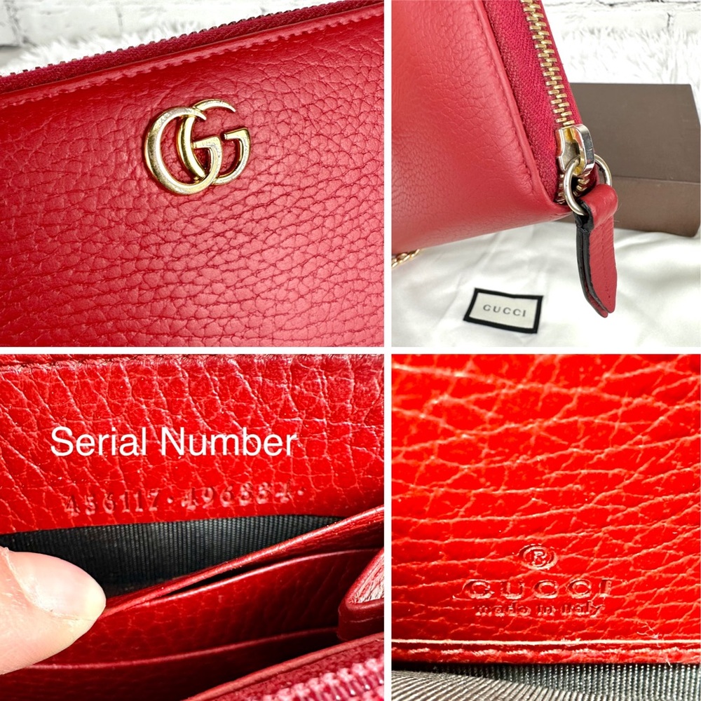 Gucci Marmont red leather zip around zippy wallet on chain crossbody WOC - Picture 6 of 16